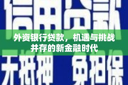 罗山外资银行贷款，机遇与挑战并存的新金融时代
