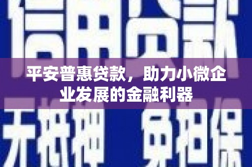罗山平安普惠贷款，助力小微企业发展的金融利器