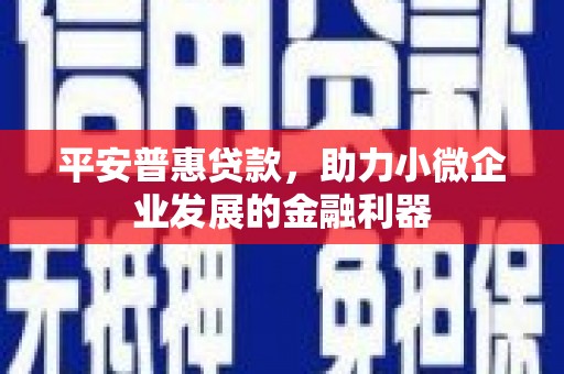 罗山平安普惠贷款，助力小微企业发展的金融利器